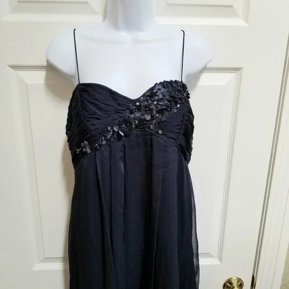 Adrianna Papell | Dresses | Nwt Adrianna Papell Navy Maxi Dress Size Flower  Applique Chiffon Gown | Poshmark